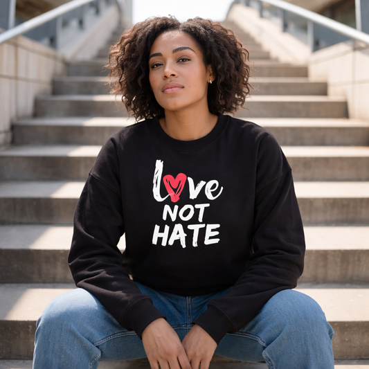 Love Not Hate Sweatshirt – Black/Red (Unisex)