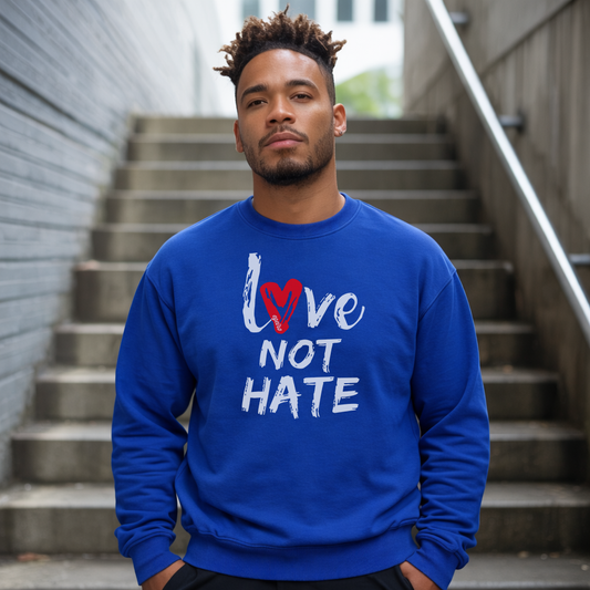 Love Not Hate Sweatshirt – Blue/Red (Unisex)