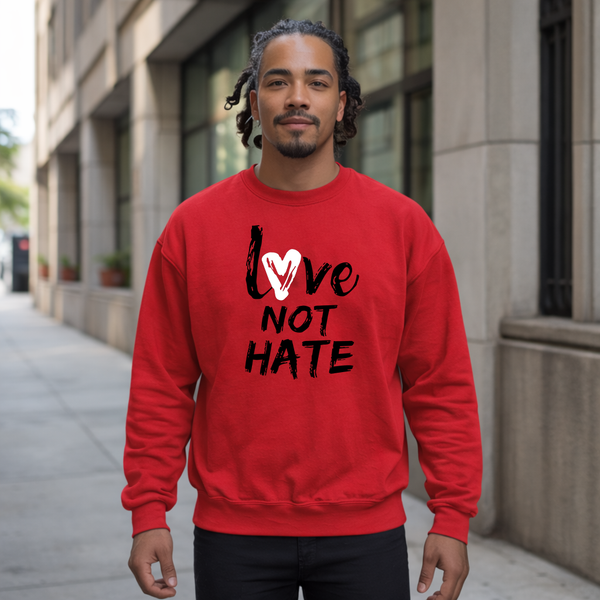Love Not Hate Sweatshirt – Red/Black (Unisex), Egeiro Sweatshirt