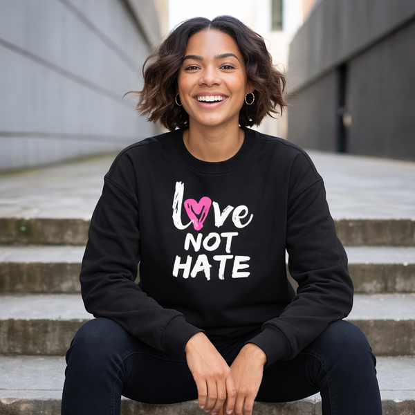 Love Not Hate Sweatshirt – Black/Pink (Unisex), Egeiro Sweatshirt