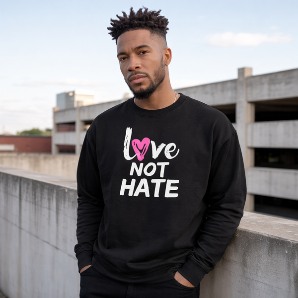 Love Not Hate Sweatshirt – Black/Pink (Unisex)