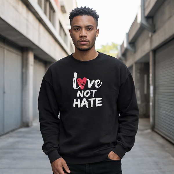 Love Not Hate Sweatshirt – Black/Red (Unisex), Egeiro Sweatshirt