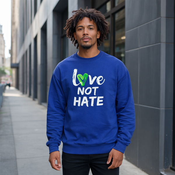 Love Not Hate Sweatshirt - Blue/Green (Unisex),  Egeiro Sweatshirt
