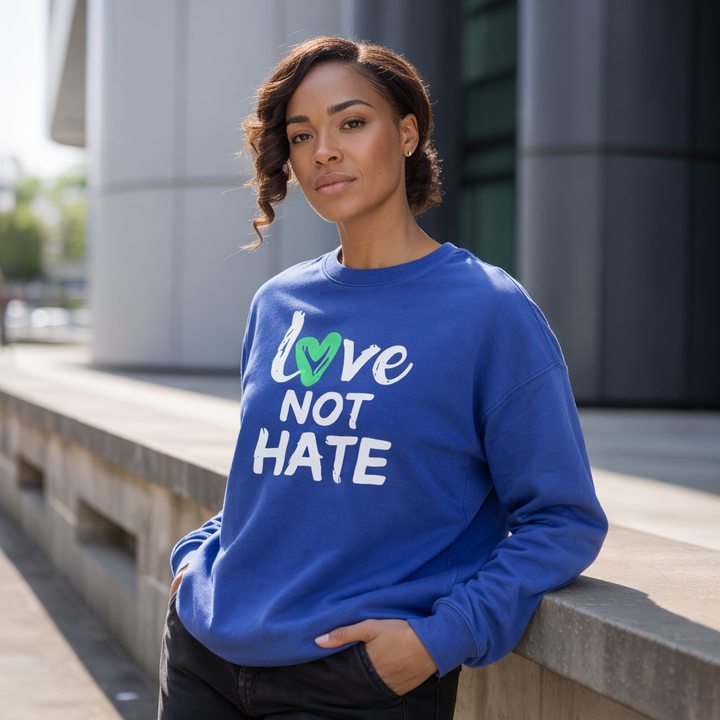 Love Not Hate Sweatshirt - Blue/Green (Unisex) – Egeiro Store