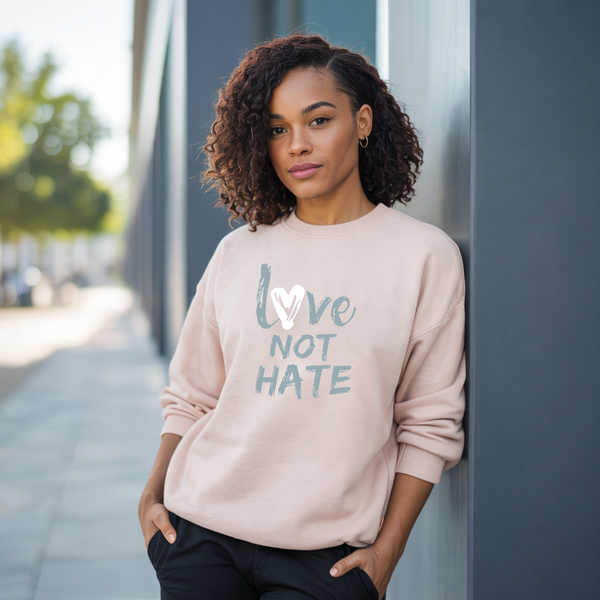 Love Not Hate Sweatshirt – Cream/Grey (Unisex), Egeiro Sweatshirt