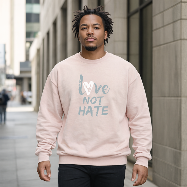 Love Not Hate Sweatshirt – Pink/Grey (Unisex)