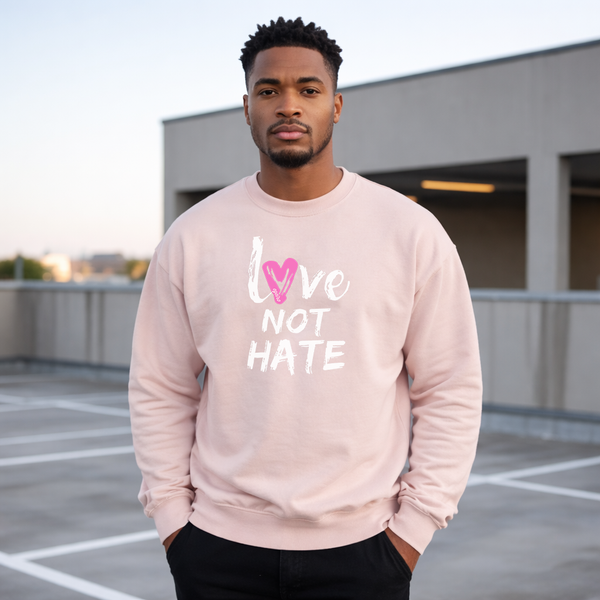 Love Not Hate Sweatshirt – Cream/Pink (Unisex), Egeiro Sweatshirt