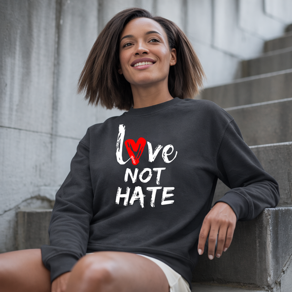 Love Not Hate Sweatshirt – Grey/Red (Unisex), Egeiro Sweatshirt