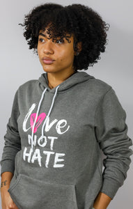 Unisex Love not Hate hoodie - Grey