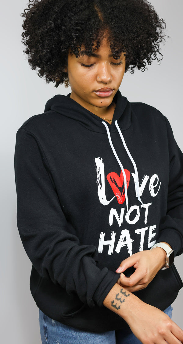 Unisex Love not Hate Hoodie - Black, Egeiro Hoodies