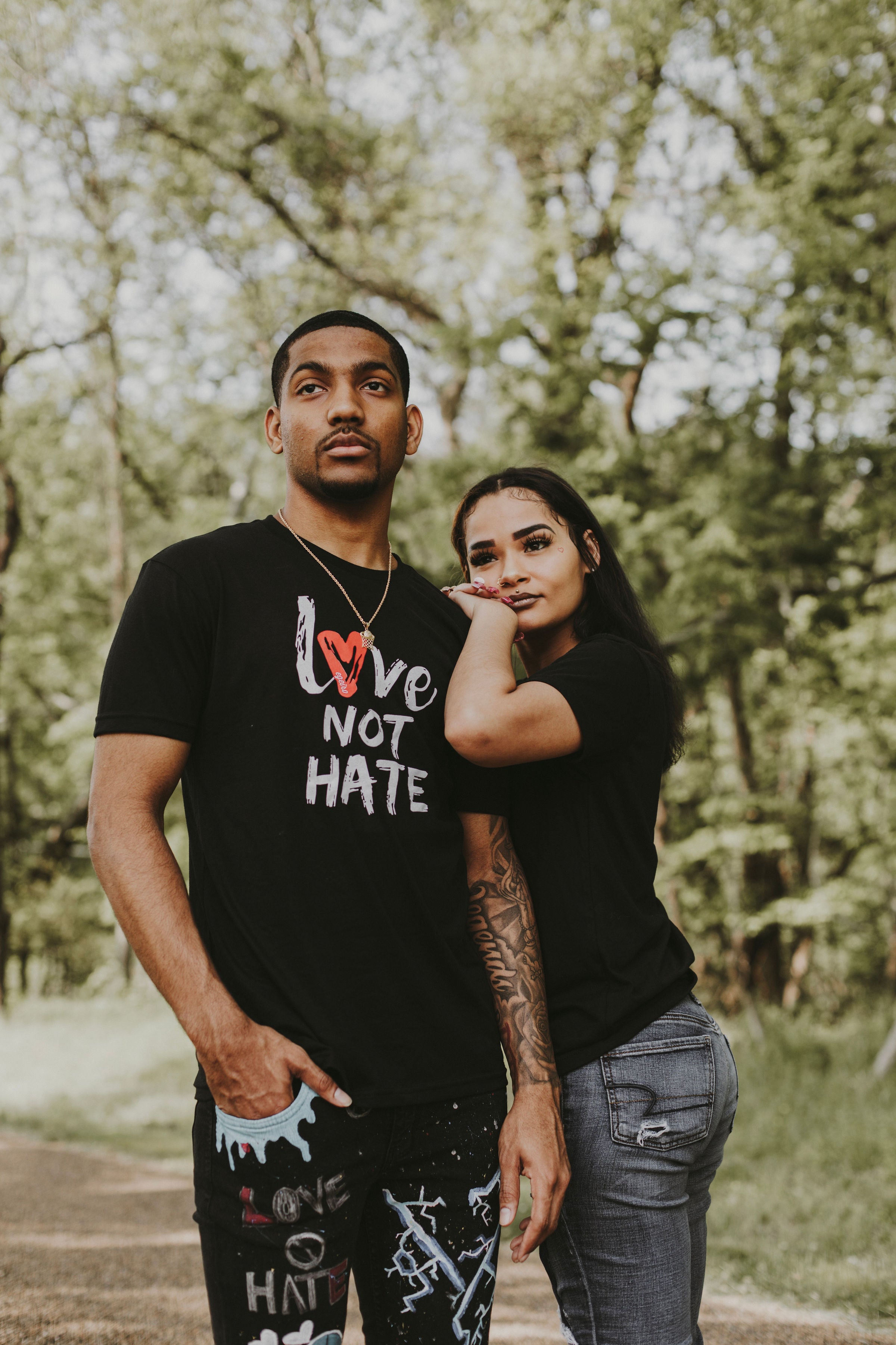 Unisex Love Not hate T-Shirt Black